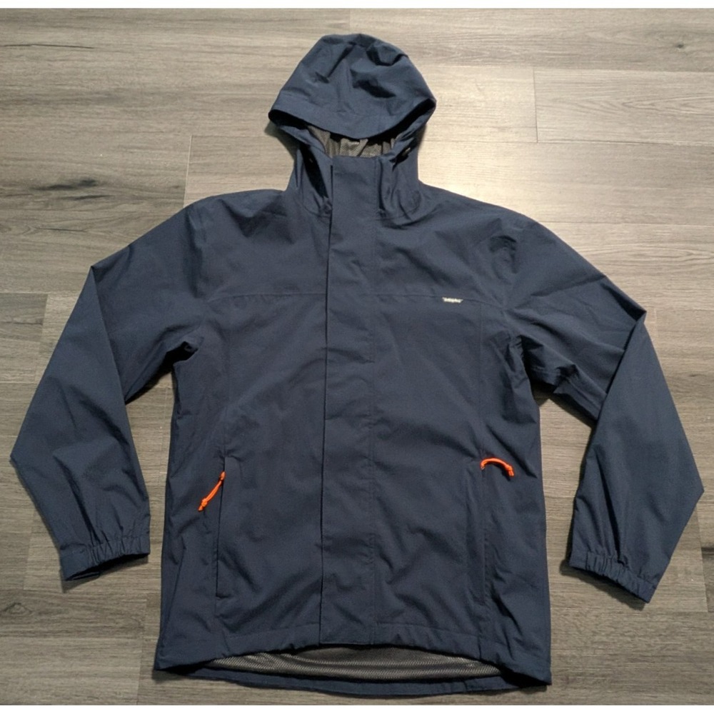 Grundens Men's Navy Blue Lined Rain Hooded Cutter Jacket Size Small